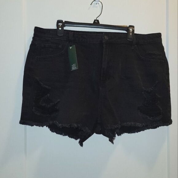 Wild Fable Distressed High Rise Black Jean Shorts Frayed 18 Plus Size NWT - Picture 2 of 7